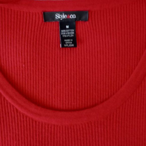 STYLE & CO SIZE M RED, GREY, & BLACK TUNIC SWEATER - Picture 3 of 6